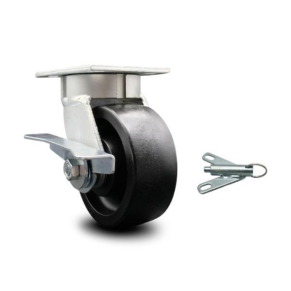 5 Inch Kingpinless Glass Filled Nylon Wheel Caster with Brake and Swivel Lock